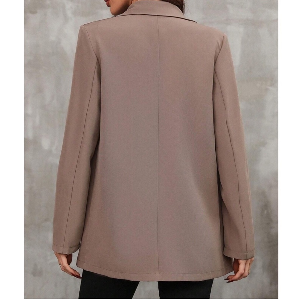 Classic Light Brown Button Up Solid Blazer Jacket… - image 4